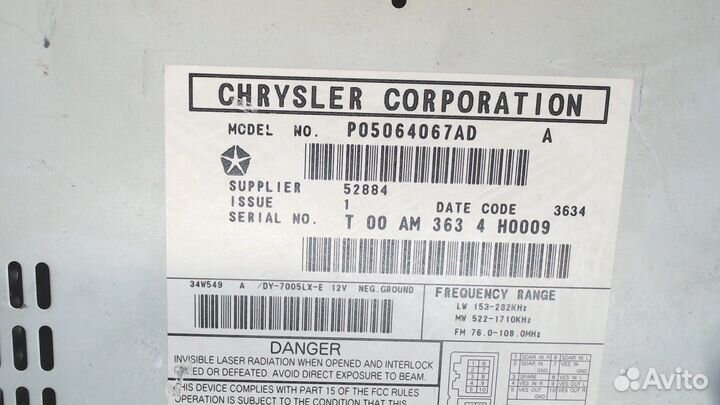 Магнитола Jeep Grand Cherokee, 2005