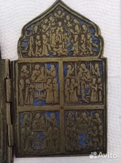 Икона складень старинная