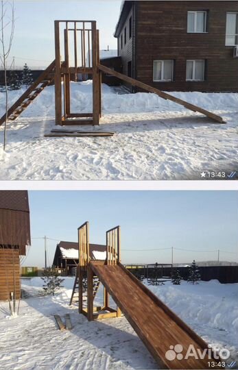 Горка зимняя деревянная
