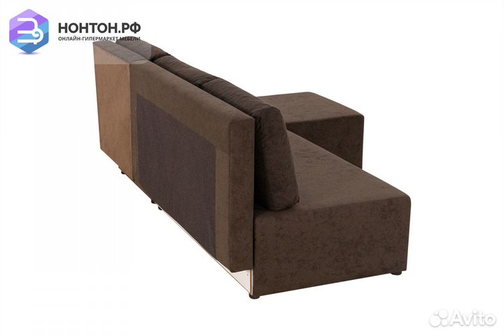 Диван угловой еврокнижка Комо коричневый