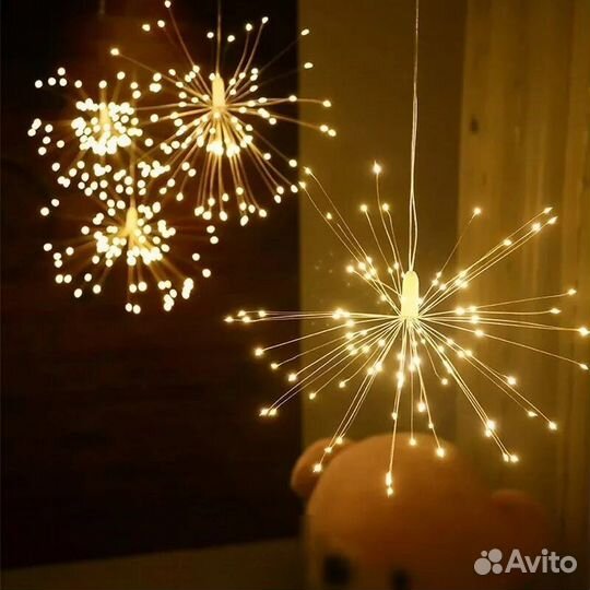 Новогодняя гирлянда фейерверк 5 шаров