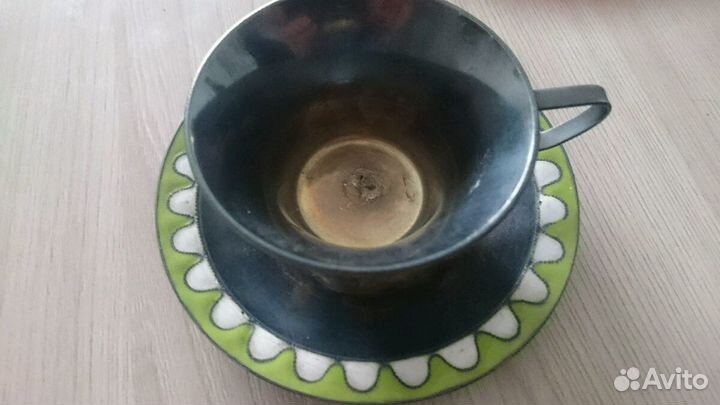 Чашка с блюдцем для кофе. Эмаль. СССР