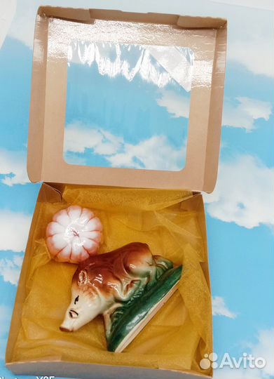 Кабанчик сувенир + мандарин (мыльный сувенир ручн)