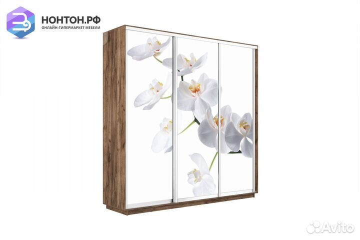 Шкаф-купе 3-х дверный Нонтон фото Орхидея / крафт