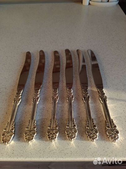 Ножи столовые с посеребрённой ручкой Мельхиор