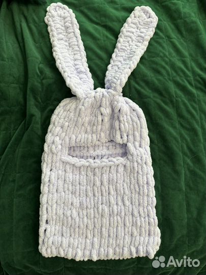 Шапка снуд балаклава зайчик сиреневая