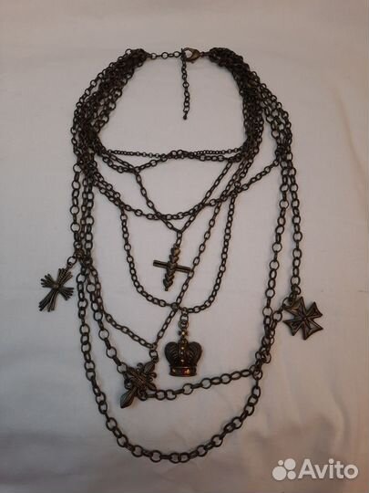 Колье винтаж кресты корона стиль Dolce gabbana