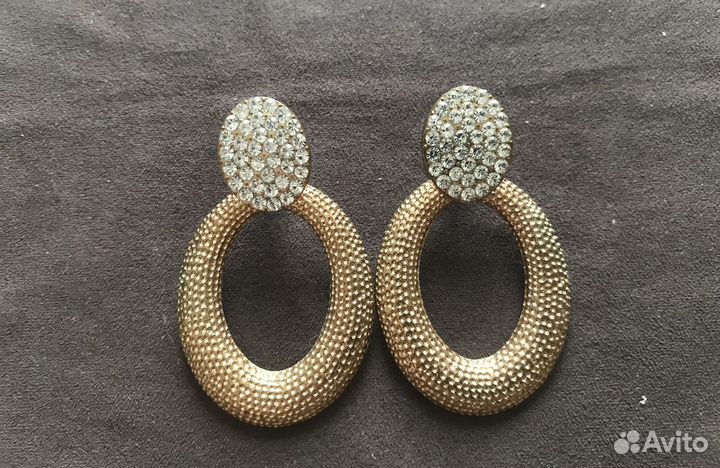 Новые Серьги ASOS под золото со стразами праздник