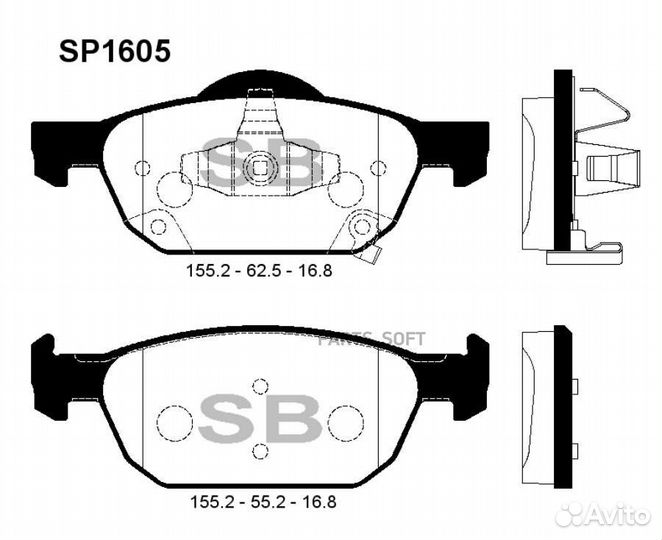 Sangsin brake SP1605 Колодки тормозные дисковые пе