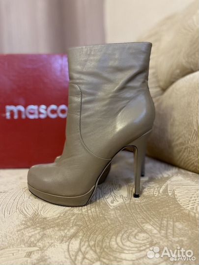 Женские ботильоны на каблуке, кожаные,серые р.40
