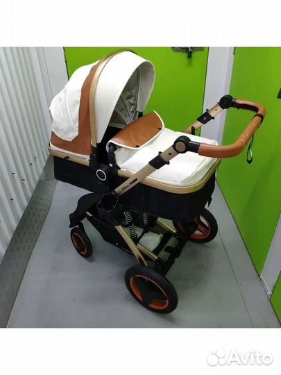 Новая коляска трансформер 3в1 эко кожа
