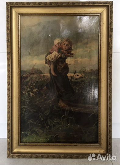 Старинная картина маслом на холсте