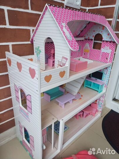 Кукольный домик для барби с лифтом и мебелью