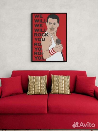 Постер «Freddie Mercury red-black