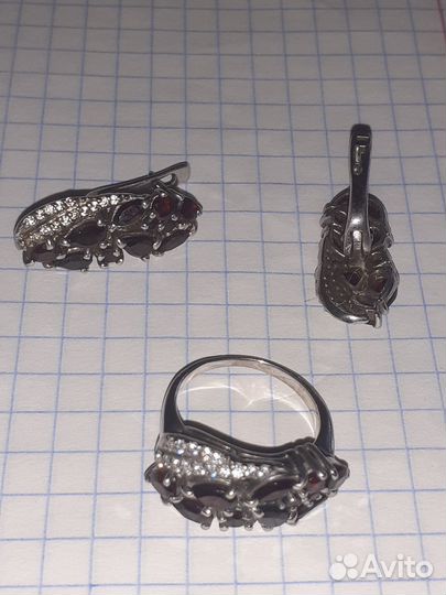 Серьги серебро.комплект серьги с кольцом.кольцо