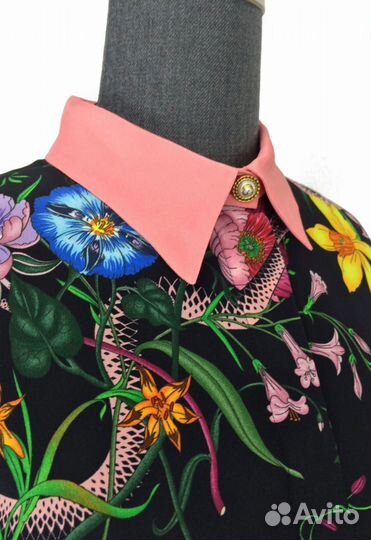 Платье Gucci Flora Snake Print Silk Dress Size M