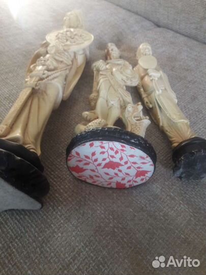 Фигуры китайских божеств костный пластик 1980 год