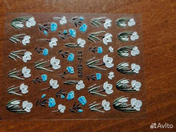 Наклейки на ногти обьёмные цветы