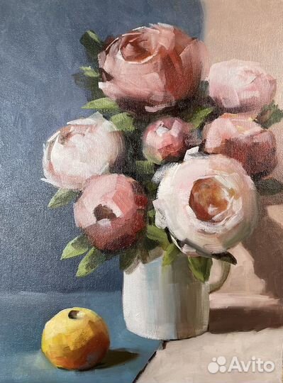 Картина маслом пионы