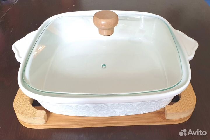 Блюдо для запекания с крышкой Белые Розы