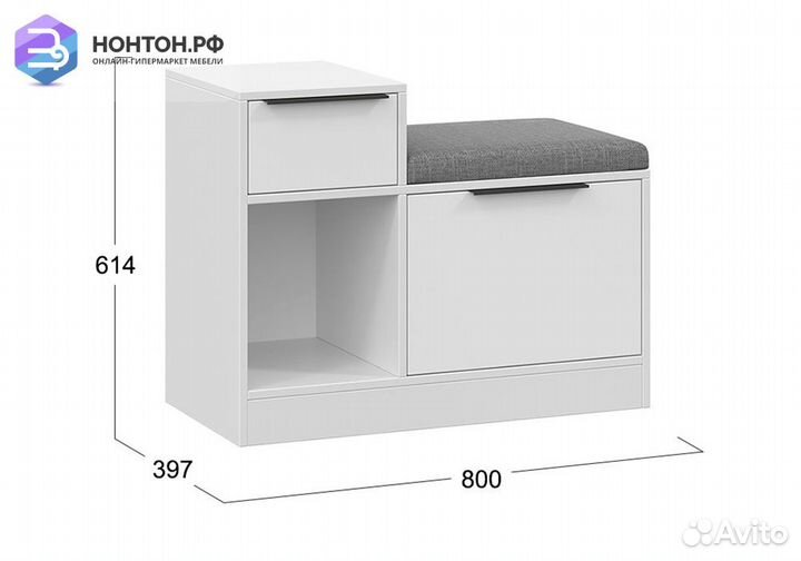 Тумба для обуви комбинированная Агата белая