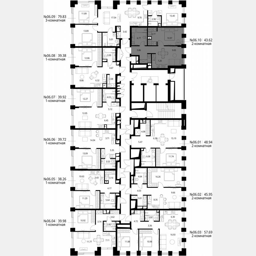 1-к. квартира, 43,6 м², 6/26 эт.