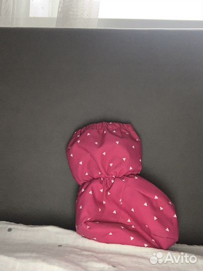 Теплые пинетки для девочки. 0-12 месяцев. Двойня