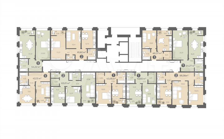 2-к. квартира, 63 м², 3/16 эт.
