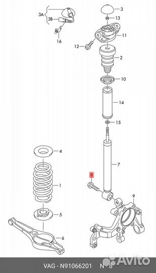 Болт амортизатора AD VW VAG N 91066201