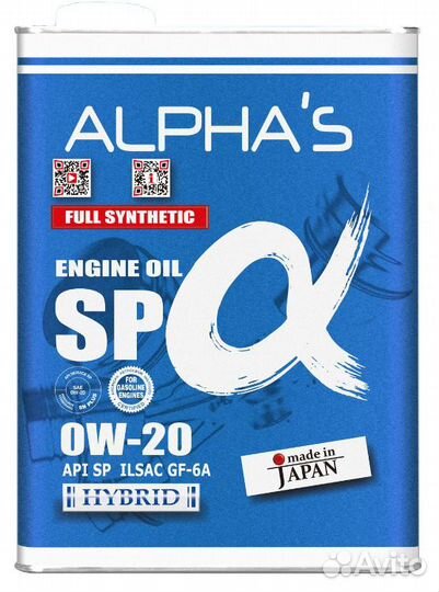 Масло моторное alpha'S 809444 0W-20 SP 4L alpha'S