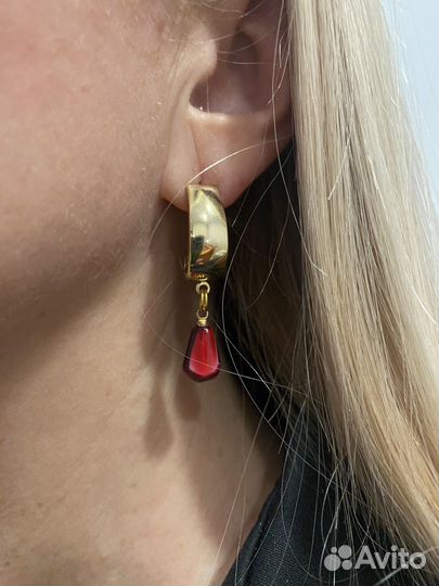 Серьги гвоздики гранаты