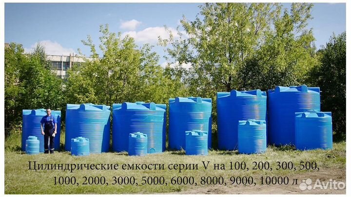 Емкости пластиковые от 100л до 15 тонн,для воды,дт