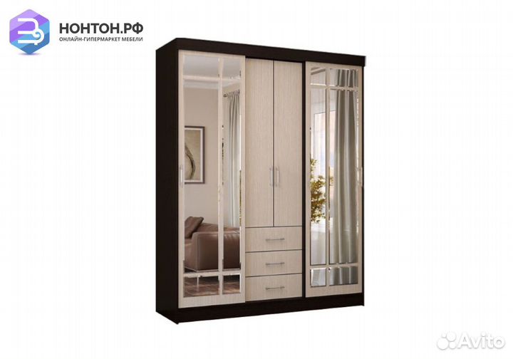 Шкаф-купе Маэстро дуб беленый / венге