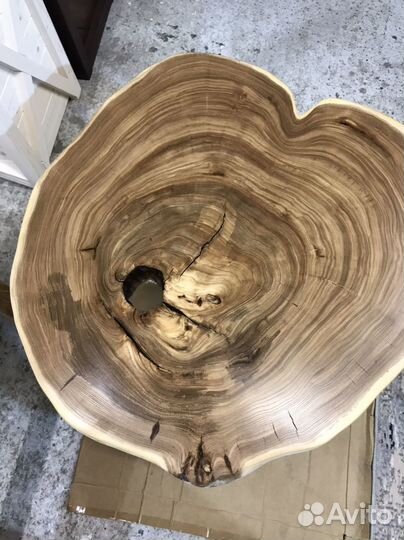 Широкий Лофт Столик кофейный круглый