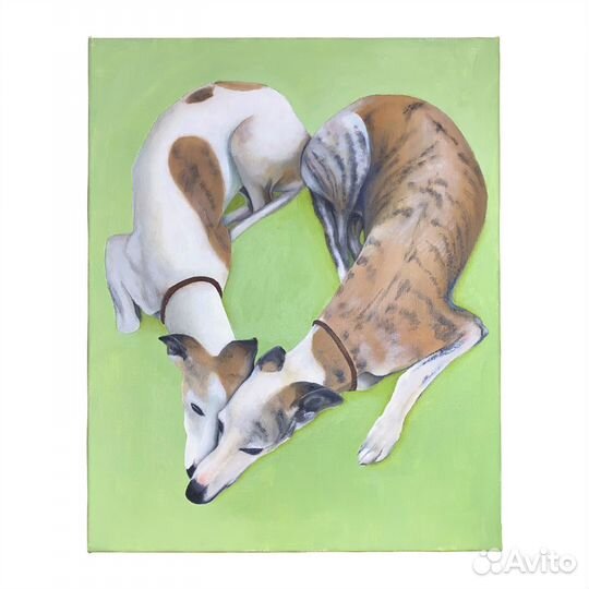 Авторская картина маслом на холсте «Уиппеты»