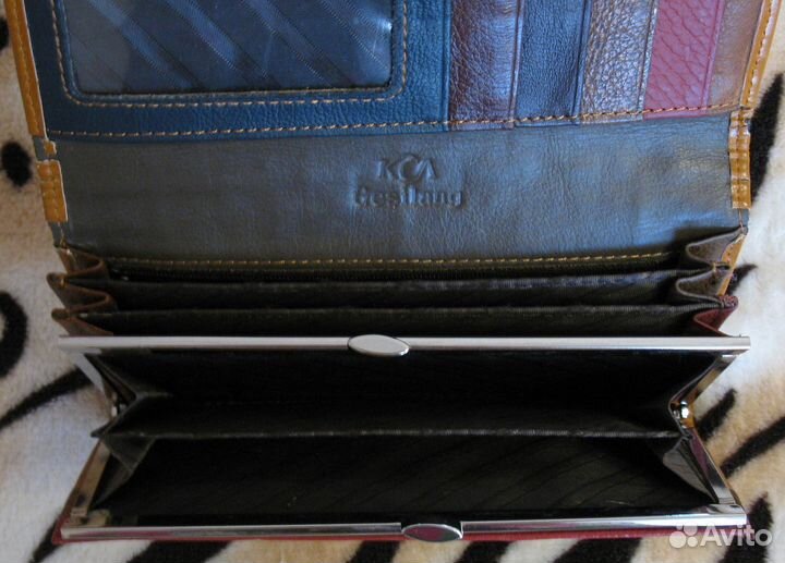 Кошелёк женский пэчворк натуральная кожа (б/у)