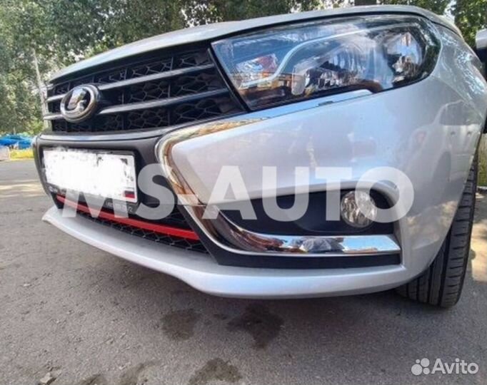 Накладка бампер красная Спорт - Лада Веста