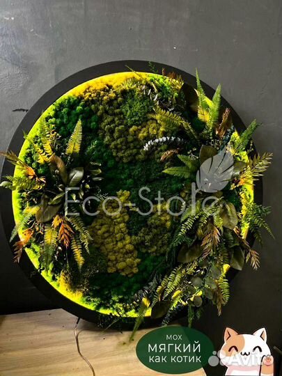 Круглое панно из стабилизированного мха