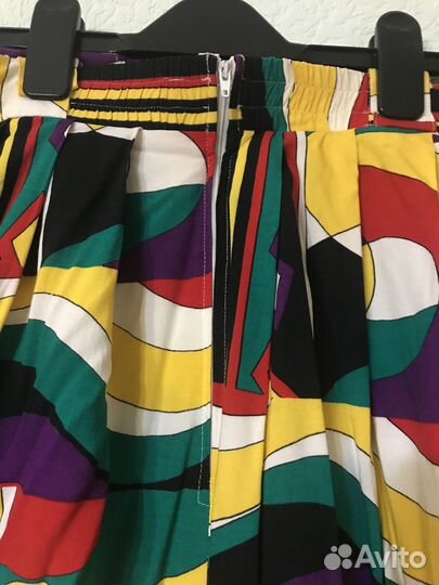 Винтажная цветная хлопковая юбка миди, цветная
