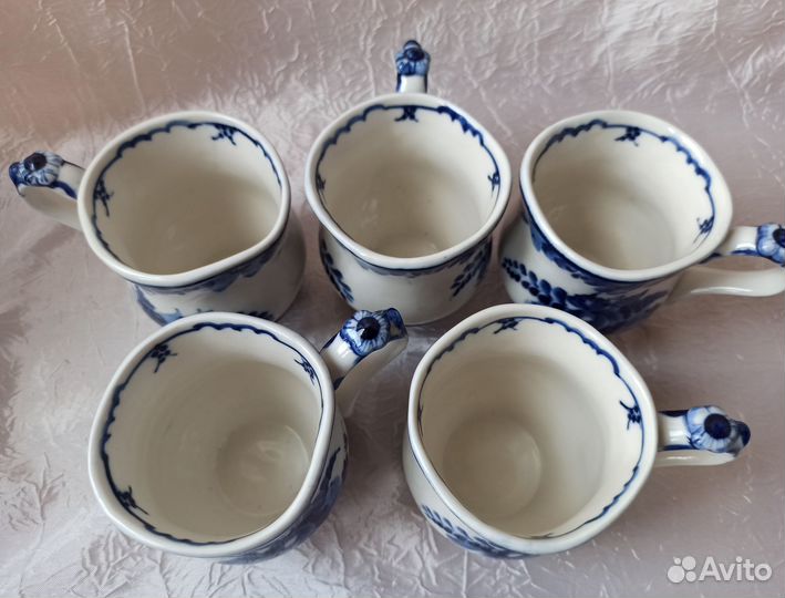 5 кружек Гжель интересной формы
