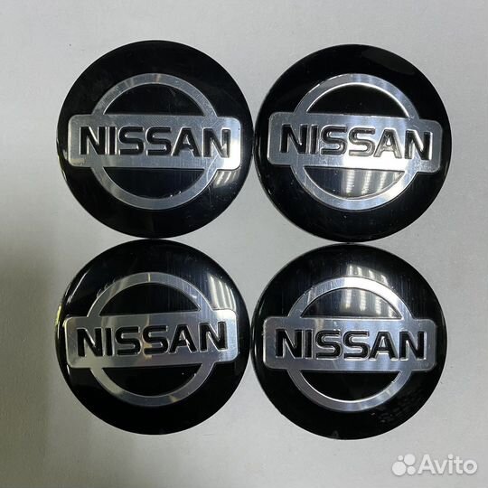 Наклейки на колпачки дисков Nissan 56мм черные