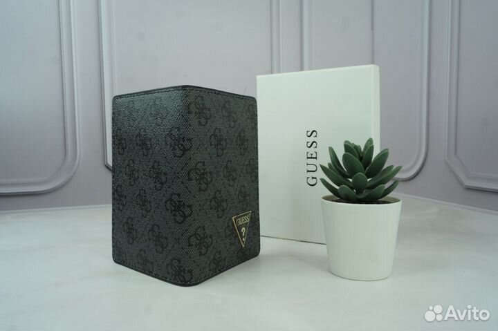 Обложка на паспорт Guess серая монограмма