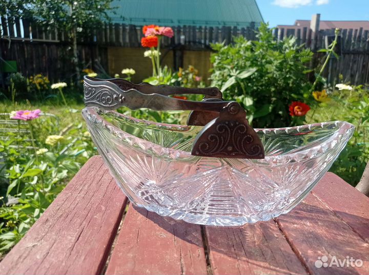 Ваза салатница лодочка хрусталь СССР