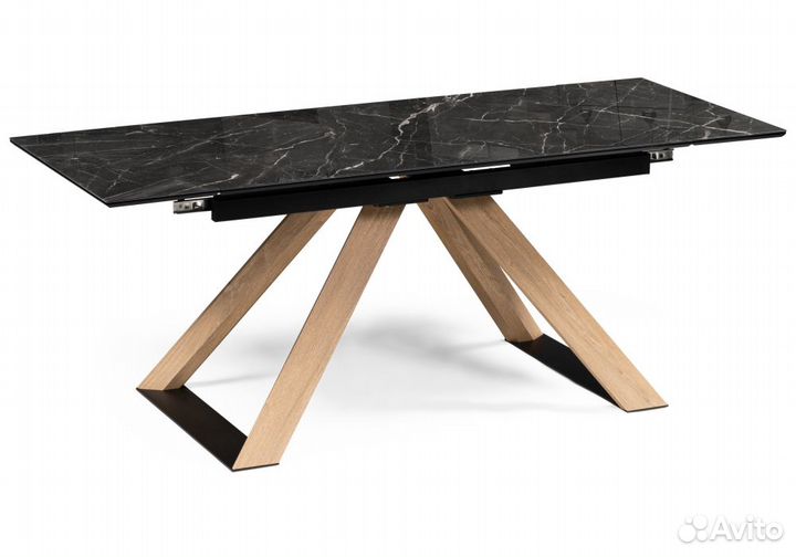 Стол стеклянный Гарднер 140х80х76 черный - дуб монтана