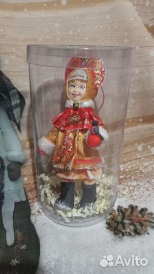 Новогодняя игрушка из ваты, куколка, снегурка