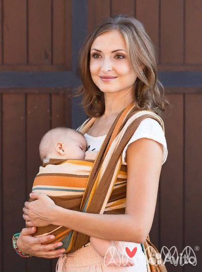 Слинг-шарф, «Табатай», коричневый полосатый