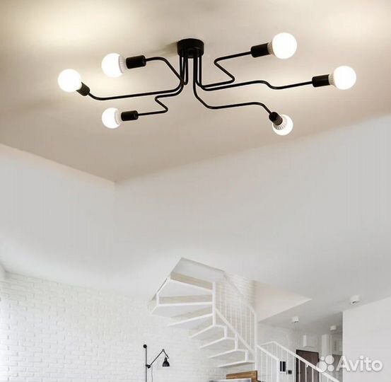 Люстра лофт паук потолочная 6 Рожков на кухню