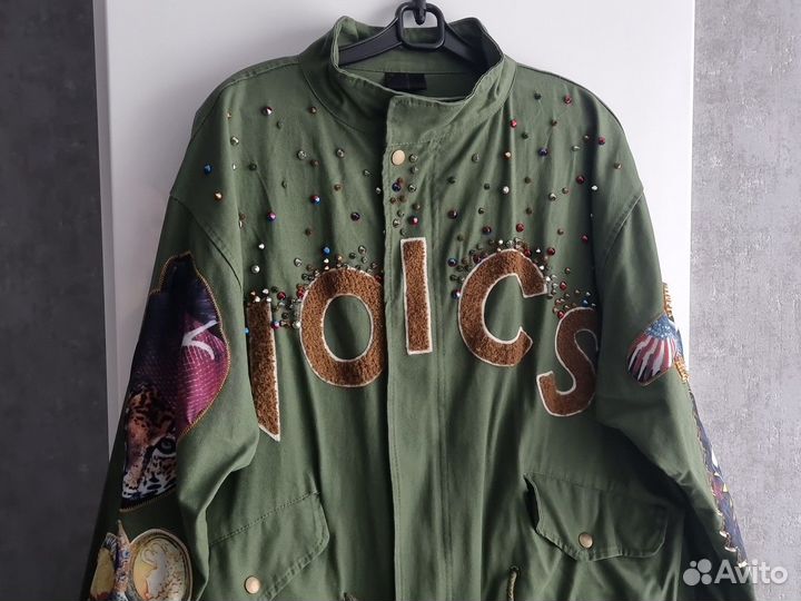 Яркая парка джинсовая куртка 50-54 размер