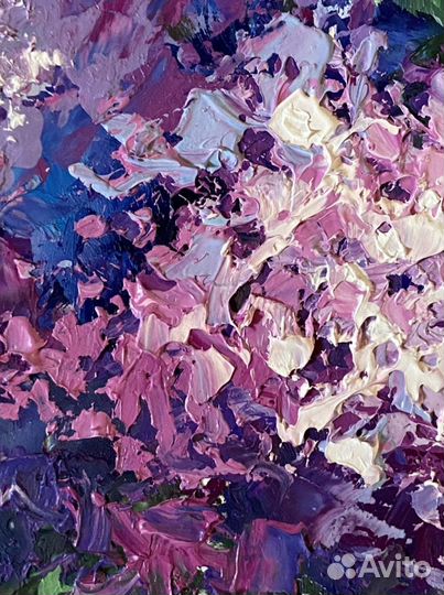 Картина маслом Сирень 30х20 см в раме