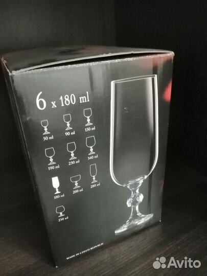 Фужеры под шампанское и вино Bohemia хрусталь